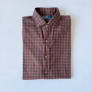 Vintage Polo Ralph Lauren 90s Plaid Button Down Shirt Pink Green Size M